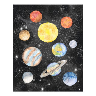 Aquarell-Planeten Fotodruck