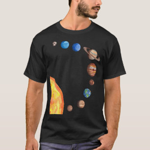 Aquarell Planeten Sonne Erde Mars Jupiter Saturn T-Shirt