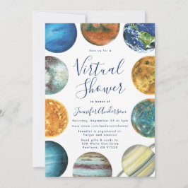 Aquarell Planets Virtual Baby Dusche Einladung