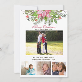 Aquarell Poinsettia 4 Collage Multi-Foto Karte