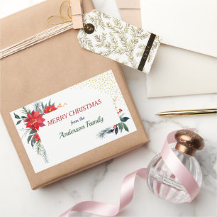 Aquarell Poinsettia Blume Weihnachten Rechteckiger Aufkleber