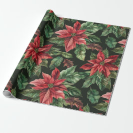 Aquarell Poinsettia Blume Weihnachtsmuster Geschenkpapier