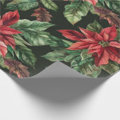Aquarell Poinsettia Blume Weihnachtsmuster Geschenkpapier (Ecke)