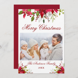 Aquarell Poinsettia Blumenkohl Weihnachtskarte Fot Einladung