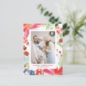 Aquarell Poinsettia Blumenrahmen Foto Weihnachten (Stehend Vorderseite)