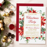Aquarell Poinsettia Blumenweihnachtsfest Party Gol Einladung<br><div class="desc">Die elegante Watercolor Poinsettia Blumengrün Weihnachtsweihnachtsweihe umfasst rote Poinsettien,  Eukalyptus-Blätter,  Kiefernzapfen,  Kiefernnadeln,  Baumwolle,  Holly-Beeren und andere wunderschöne botanische Wintergärten. Goldrahmen. Rot zurück.</div>