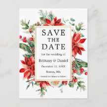 Aquarell Poinsettia Floral Save the Date