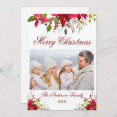 Aquarell Poinsettia Foto Weihnachten (Vorne/Hinten)