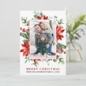 Aquarell Poinsettia Foto Weihnachten (Stehend Vorderseite)