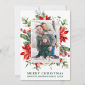 Aquarell Poinsettia Foto Weihnachten Grün (Vorderseite)