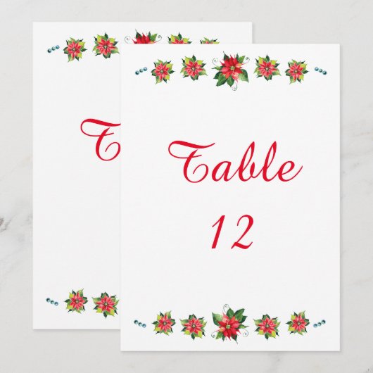 Aquarell Poinsettia - Tischnummer (Vorne/Hinten)