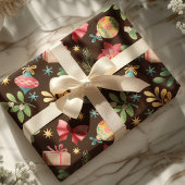 Aquarell Poinsettia und Mistleton Weihnachten Geschenkpapier