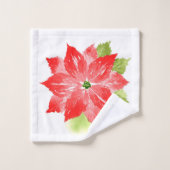 Aquarell-Poinsettia und Muster Badhandtuch Set (Waschlappen)
