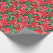 Aquarell Pointsettia Weihnachten Gemustert Geschenkpapier (Ecke)