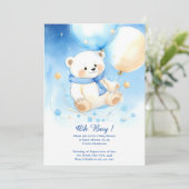 Aquarell Polar Bear Boy Kinderdusche Einladung (Stehend Vorderseite)