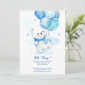 Aquarell Polar Bear Boy Kinderdusche Einladung (Stehend Vorderseite)