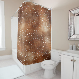 Aquarell-Polka-Dots in Kaffee-Braun und Weiß (2) Duschvorhang