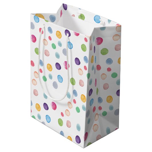 Aquarell Polka Dots Mittlere Geschenktüte (Rückseite Schrägansicht)