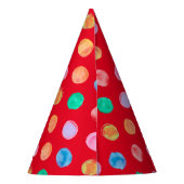 Aquarell Polka Dots Red Partyhütchen (Rückseite)