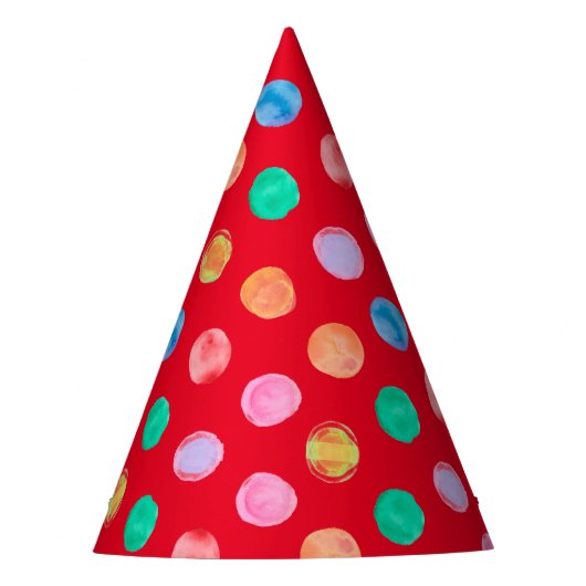 Aquarell Polka Dots Red Partyhütchen (Vorderseite)