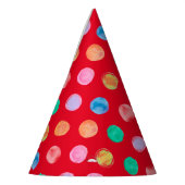 Aquarell Polka Dots Red Partyhütchen (Links)