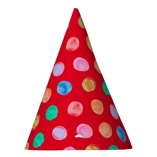 Aquarell Polka Dots Red Partyhütchen (Rechts)