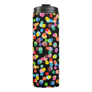 Aquarell-Polka-Punkte, Osterhintergrund. Thermosbecher