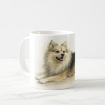 Aquarell-Pomchi-Hundeporträt-Kaffeetasse
