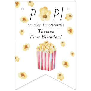 Aquarell-Popcorn-Kindergeburtstagsfeier Wimpelkette