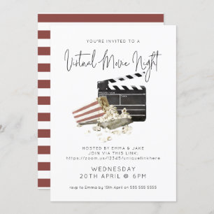 Aquarell Popcorn Virtual Movie Night Einladung