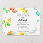 Aquarell Poppies Babydusche Einladung (Vorne/Hinten)