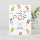 Aquarell Popsicle Bereit zum Pop Kinderdusche Einladung (Stehend Vorderseite)