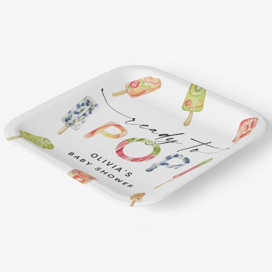 Aquarell Popsicle Bereit zum Pop Kinderdusche Pappteller (Gewinkelt)