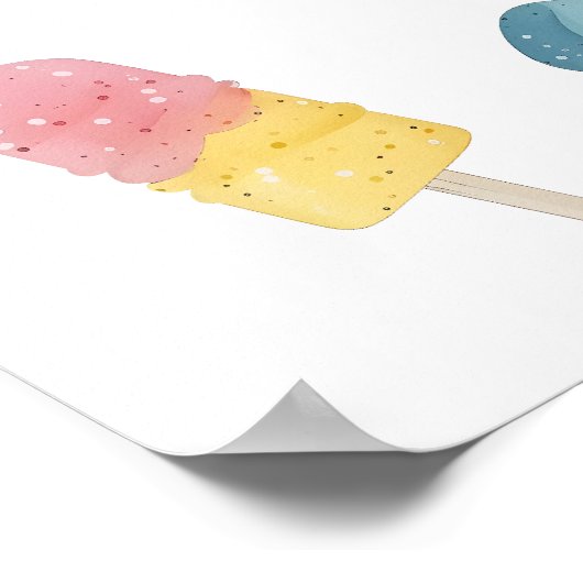 Aquarell Popsicle Bereit zum Pop Kinderdusche Poster (Ecke)
