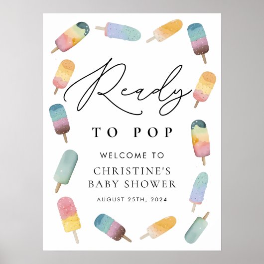 Aquarell Popsicle Bereit zum Pop Kinderdusche Poster (Vorne)