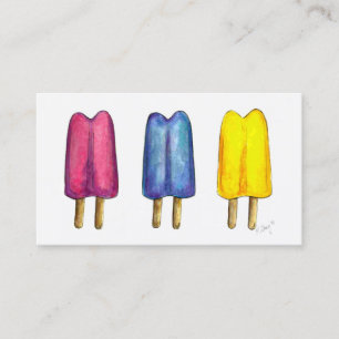 Aquarell Popsicle Twin Pop Popsicles Ice Lolly Visitenkarte