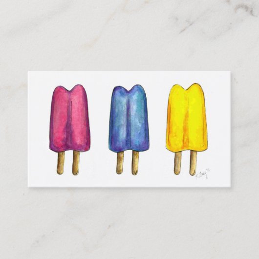 Aquarell Popsicle Twin Pop Popsicles Ice Lolly Visitenkarte (Vorderseite)
