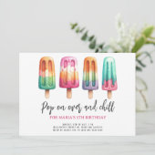 Aquarell Popsim Ice Cream Kindergeburtstag Party Einladung (Stehend Vorderseite)