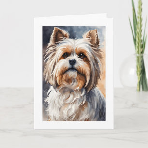 Aquarell-Porträt-Pose Süßer Shih Tzu Leer Karte