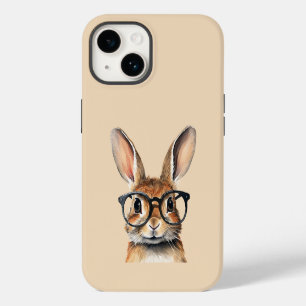 Aquarell-Porträt Süßes Kaninchen Mit Brille iPhone 14 Hülle