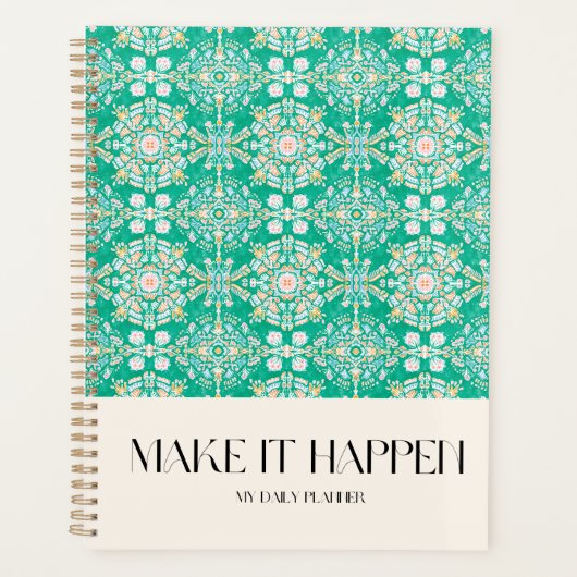 Aquarell Portugiesische Fliesen Blumenmuster Planer (Vorderseite)