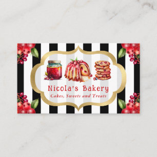 Aquarell-Preiselbeerkuchen und Marmelade Bäckerei Visitenkarte