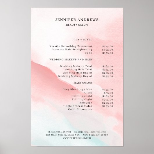 Aquarell-Preisliste Poster (Vorne)