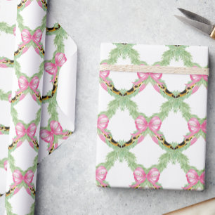 Aquarell-Preppy-Leopard-Girlande Weihnachten Geschenkpapier
