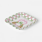 Aquarell-Preppy-Leopard-Monogrammwappen Pappteller (Gewinkelt)