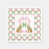 Aquarell-Preppy-Leopard-Monogrammwappen Serviette (Vorderseite)