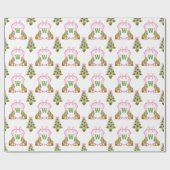 Aquarell-Preppy-Leopard-Weihnachts-Monogramm-Wappe Geschenkpapier (Flach)