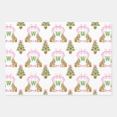 Aquarell-Preppy-Leopard-Weihnachts-Monogramm-Wappe Geschenkpapier Set (Vorderseite)