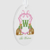 Aquarell-Preppy-Leopard-Weihnachts-Monogramm-Wappe Ornament (Vorderseite)
