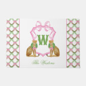 Aquarell-Preppy-Leopard-Weihnachts-Monogrammwappen Fußmatte (Vorderseite)